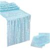 XFSRG Runner Da Tavolo Chiffon Decorativo Con Paillettes 60x300cm Scintillante Tovaglia Da Esterno Elegante Per Feste E Matrimoni (Blu cielo)