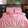ROOEE Set di biancheria da letto in seta satinata ROOEE, 6 pezzi, lenzuola con angoli, copripiumino, 4 federe, colore: rosa baby, misura: matrimoniale