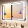 LUVODI Specchio Bagno Led Luce con Bluetooth 100x70 cm: Specchio Retroilluminato Bagno Led Antiappannamento, con Ora Data, Dimmerabile, 3 Colori Luce, 3000-6000K, Funzione memoria, Touch