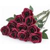 LEUCHTAMOR 10 rose artificiali, 54 cm, finte rose di seta, gambo lungo, realistiche, per fai da te, bouquet da sposa, composizioni, feste e decorazioni per la casa (bordeaux)