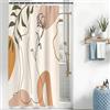 Uiiooazy Tenda Doccia Antimuffa, Tenda da Doccia 120x200cm Arancia Boho Chic Astratta Foglie Verde Salvia Tende da Bagno Tessuto Lavabile Impermeabile Poliestere Tende per Vasca da Bagno con 8 Anelli
