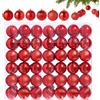 Winwild 42 palline di Natale di piccole dimensioni, colore rosso, 6 diversi design, in plastica, 3 cm, mini palline di Natale, in plastica, per albero di Natale