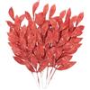 MWOOT 16 Pezzi Foglie di Natale Artificiale Glitterate, Finti Foglie Natalizio Rosso con Steli, Rami di Foglia in Plastica per Ghirlanda Albero di Natale Bouquet di Nozze Casa Giardino Decorazione