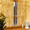 PESLNG Tenda Luminosa 3x3m con 300 LED, 8 Modalità, Impermeabile IP65, Telecomando USB, Luci Decorative per Natale e Matrimonio (Bianco caldo, 3 x 3M（300LED）)