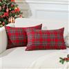 JOTOM Set di 2 Fodere per Cuscini Buffalo Controllo Plaid Copri Cuscino per Casa Divano Auto Plaid natalizi Tartan Federe Decorative 30 x 50 cm (Rosso)