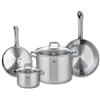 Fackelmann ELO 9502850 - Set di 2 padelle da cucina, 24 e 28 cm, con 2 pentole, 16 e 26 cm, Elo Profi Citrin, acciaio inox, induzione