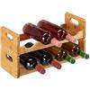 Relaxdays Cantinetta, Scaffale Salvaspazio per 8 Bottiglie Formato Orizzontale in Bambù, HLP 24x47x18 cm, Legno Naturale