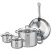 Fackelmann ELO 9500650 - Set di 1 padella 32 cm e 3 pentole, 14, 16 e 26 cm, Elo Profi Citrino, inox, induzione