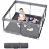 dearlomum Box per bambini con tappetino morbido, extra large, area giochi sicura per interni ed esterni, con base antiscivolo, facile da montare e riporre, senza BPA (130 x 130 x 66 cm, grigio)