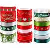MorLuks Nastri Natalizi 20 Rotoli 3 Dimensioni, Nastro Natalizio per Decorazioni, Nastri Natalizi per Albero di Natale, Christmas Ribbon con Colore Diverso per Decorazione Natale Cucito DIY