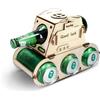 Forreen Portabottiglie In Legno, Portabottiglie a Forma di Carro Armato,Contenitore per Birra in Legno per 4 Bottiglie di Birra,Divertente Regalo per Uomini,Ideale per Feste Di Compleanno