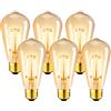 LVWIT Lampadine di Filamento a LED, ST64 Edison Vintage, Attacco E27, 6.5W Equivalenti a 53W, 685 Lumen, Luce Bianca Calda 2500K, Stile Edison Vintage Marrone, Non Dimmerabile - Pacco da 6 Pezzi