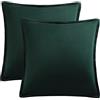 PiccoCasa Confezione da 2 federe decorative in velluto morbide, quadrate in tinta unita, per divano, camera da letto, 45 x 45 cm, con cerniera nascosta, colore: verde scuro