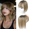 SARO-UP Topper per capelli con diradamento per donne, capelli umani veri con frangia, parrucche per donne con capelli che si diradano, base svizzera, 25,4 cm (4T4/27#)