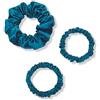 Townssilk - Elastici per capelli in 100% pura seta di gelso da 22 momme, delicati sui capelli, lussuosi, elastici. Confezione da 3 pezzi, colore: blu pavone