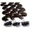 Hair2Heart 25 x 0.5g Extension Capelli Veri Cheratina - 40cm, Colore #2 Marrone Scuro, ondulato