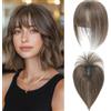 SARO-UP Topper per capelli sottili, capelli umani veri, base svizzera, 25,4 cm (castano rame medio)