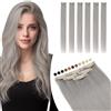 Elailite Extension Capelli Veri Clip Grigi Remy Human Hair Naturali Set da 6 Ciocche Singole con Silk Lace 25cm 31gr per Volume/Mèches (# Lightgray)