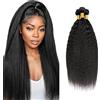 Shoaiye Human Hair Bundles Yaki Capelli Veri Tessitura Unprocessed Remy Machine Weave 3 Extensions Double Weft Color Natural Black 30 30 30 Inch