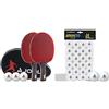 JOOLA Set da Tennis da Tavolo Duo PRO, 2 Racchette da Ping-Pong + 3 Palline + 1 Borsa Portatile, Rosso/Nero, 6 Parti & Palline da ping pong a 3 stelle Training Advanced 40+ mm di diametro