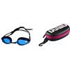 ARENA Tracks, Occhialini da Gara Unisex-Adulto, Nero (Black-Blue-Black), Taglia Unica Astuccio per Occhialini da Nuoto, Custodia Occhialini, Astuccio Rigido, Goggle Case, Colore Nero