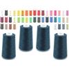 Realm Filo in poliestere per macchina da cucire, 4 coni da 5000 m, bianco, nero, naturale, blu navy, rosso, grigio (vino