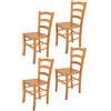 t m c s Tommychairs - Set 4 sedie modello Venice per cucina bar e sala da pranzo, robusta struttura in legno di faggio color miele e seduta in legno