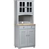HOMCOM Credenza Alta per Cucina, Mobile Buffet in MDF, Armadio Dispensa in Stile Classico, Grigio, 68x39.5x170cm