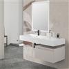 Inbagno Mobile Bagno sospeso con lavabo 120, cassettiera 60 cm Grigio Perla Opaco Chiusura Soft-Close, lavabo sospeso a Sinistra in Resina e Specchio Reversibile retroilluminato LED 90 x 70 cm