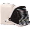 Goopai RFID 20 slot per carte di credito porta carte di credito in vera pelle fisarmonica porta carte piccolo portafoglio per donne o uomini con cerniera, Beige, S, Classico