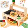 Smartwo Pizzeria in Legno con Forno, Pizza di Legno da Tagliare per Bambini, Giochi Cucina Montessori 2 3 4 5 6 Anni, Cibo Giocattolo, Accessori Cucinetta Bambini, Regalo Bimbi