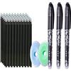 MROOFUL Set con penne gel cancellabili, gomme e ricariche, 0,5 mm, penne con inchiostro cancellabile, articoli di cancelleria per la scrittura, 55 pezzi/lotto (nero)