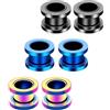 Decentraland 12 Pezzi 6 Colori Tunnel Dilatatori per Orecchie O Gauge in Acciaio Inossidabile 316L con Chiusura a Vite Gioielli per Piercing Corporeo 14g(1,6mm), 30mm, Acciaio inossidabile