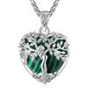 EUDORA Harmony Ball Cuore Albero Della Vita Collana in Malachite per Donne Rame Placcato in Argento, dea Materno Ciondolo a Pendente di Cristallo Gioielli di Yoga doni per madri mamma, 20 +2