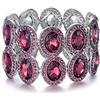 EVER FAITH Braccialetto Donna, Rhinestone Cristallo Art Deco Sposa Nozze Elastico Elasticità Bracciale Viola Argento-Fondo