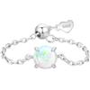 KristLand Anello con Opale a Taglio Cuore e Rotondo in Argento 925 Regolabile Gioiello Elegante Regalo Compleanno e Vacanze per Donne