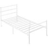Amazon Basics, Giroletto con testiera, antiscivolo con doghe in acciaio, metallo non pieghevole, 90x200cm, singolo, bianco