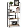 Amazon Basics - Libreria Pieghevole, Struttura in Metallo, 4 Ripiani in Legno, Soggiorno, Camera da Letto, Ufficio in Casa, Facile da Montare, Rovere, 29,5cm x 60cm x 125cm