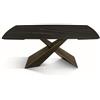 KONTE.DESIGN Tavolo FIGARI in vetroceramica matt golden nero con gambe a X in metallo bronzo, allungabile 180x90 cm - 260x90 cm