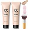 Generico 2Pcs Concealer Hydrating BB Cream,Hydrating BB Cream Full Coverage Foundation and Concealer,BB Tinted Care Primer With Brush,Tinted Moisturizer Primer for All Skin Types (Natural, Same size)