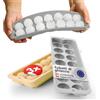 Blumtal Set di 3 stampi per cubetti di ghiaccio - Stampo per 14 cubetti di ghiaccio con coperchio - Stampo per cubetti di ghiaccio in silicone senza BPA - grigio + grigio + giallo