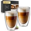 ElbFuchs® Set di tazze caffè in vetro [2x 450ml] bicchieri a doppia parete eleganti | ideali per cappuccino, crema fredda, tè, latte | regalo per donna, mamma, amica