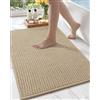 COLOR&GEOMETRY Tappeto Bagno Antiscivolo 40 x 60 cm, Tappeto Doccia Assorbente Lavabile Asciugatura Rapida, Tappeto Ciniglia Morbido per Bagno, Doccia, Vasca da Bagno (Beige)