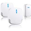 YYQ Campanello Senza Fili da Esterno Impermeabile IP44, Lunga Distanza 300M | Campanelli Wireless Funzione Memoria, 59 Suonerie, 5 Volumi, 1 Trasmettitore Pulsante + 2 Ricevitori