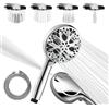 Sparkpod 10-Setting High Pressure Shower Head - Luxury 13 cm High Flow Hand Held Shower Head with High Pressure Jets - High Quality Premium ABS and Stainless Steel Hose (Chrome)