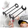 Yinrikom 2pezzi Chiave per lavello multifunzionale, installatori di rubinetti e lavelli di 7 dimensioni, chiave esagonale a quattro griffe per l'uso in cucina e in bagno, include guanti gratuiti(nero)