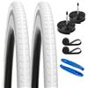 YunSCM 2PCS Pieghevole 28 Pollici 28X1.10 Pneumatici 700x28C ETRTO 28-622 e 700C Camere d'aria FV60mm Valvola Presta, Compatibili Bicicletta 700x28C 700x30C pneumatici e camere d'aria (Bianco)