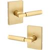 Kwikset Prava, maniglia per porta di passaggio interno, leva per porte di armadi e corridoi, maniglia reversibile non bloccabile, in ottone satinato, con protezione Microban
