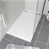 AURLANE Piatto lineare in acrilico bianco, 140 x 80 x 5 cm, griglia cromata