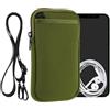 kwmobile Custodia Neoprene con Zip per Smartphone XL - 6,7/6,8 - Portacellulare a Tracolla - Porta Cellulare da Collo Universale - Verde Oliva